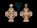 Золотой крест с ликами святых и бриллиантами на заказ